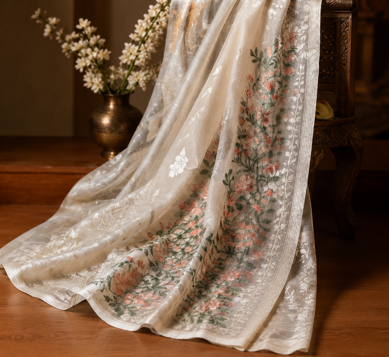 Ira Jamdani Linen Saree